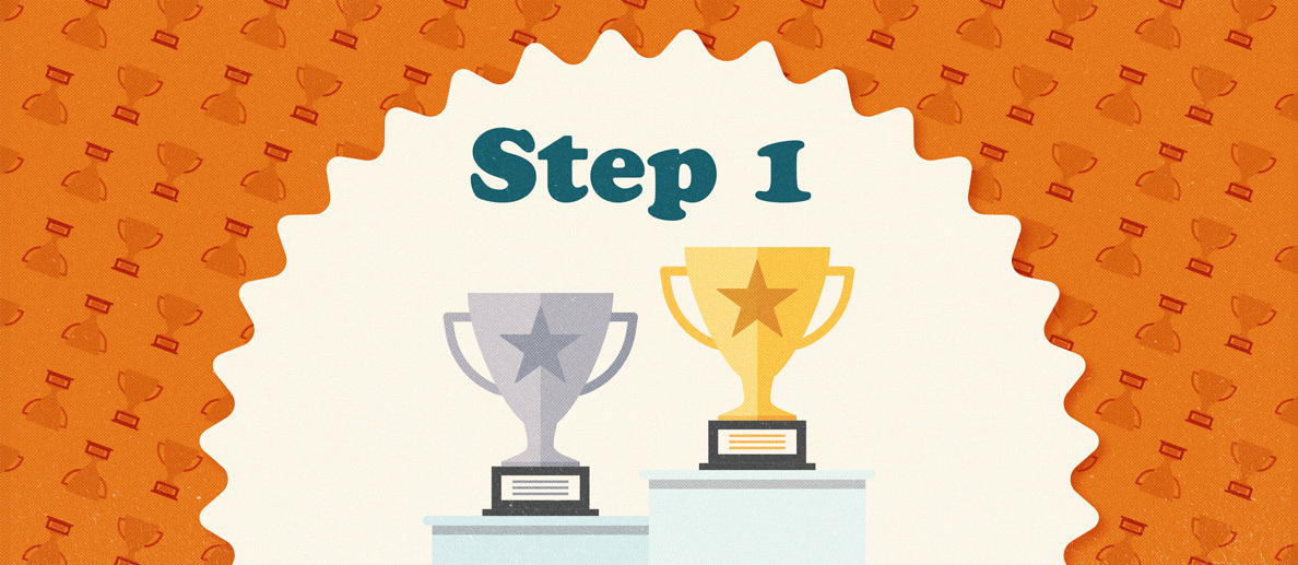 step one graphic with trophies